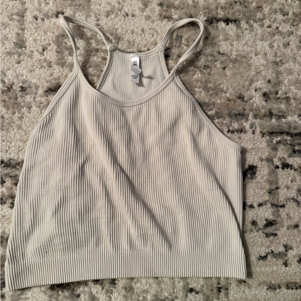 Zenana Outfitters Ribbed White Camisole